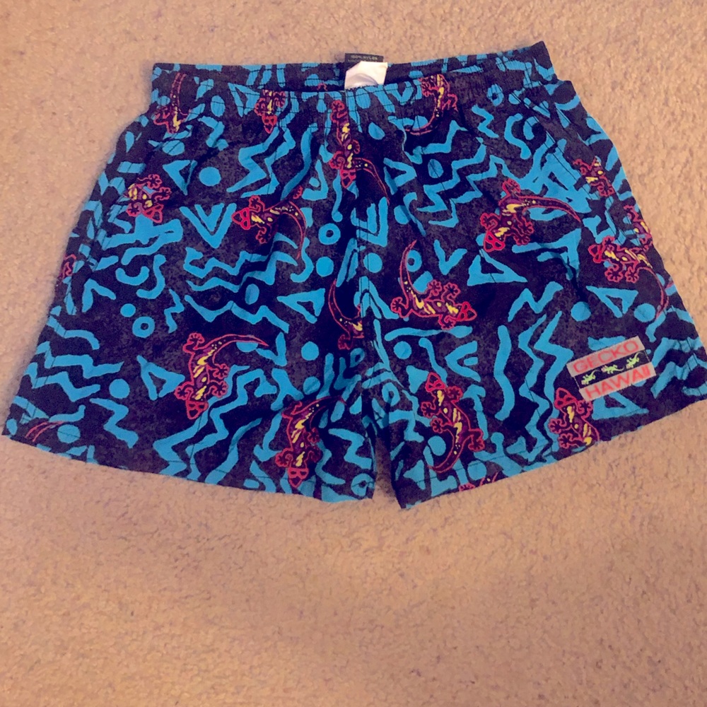 Gecko Hawaii volley swim shorts blue, mens size small